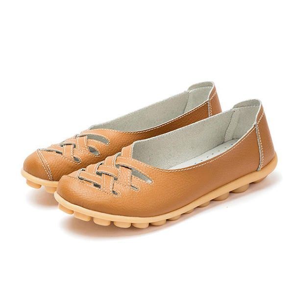 Storlek Dam Färgglad Slip On Hollow Out Rund Toe Flat Loafer