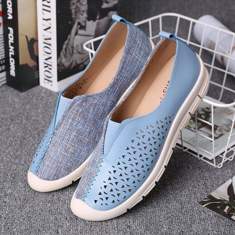 Women Colorblock Comfy Hollow Andas Casual Flats