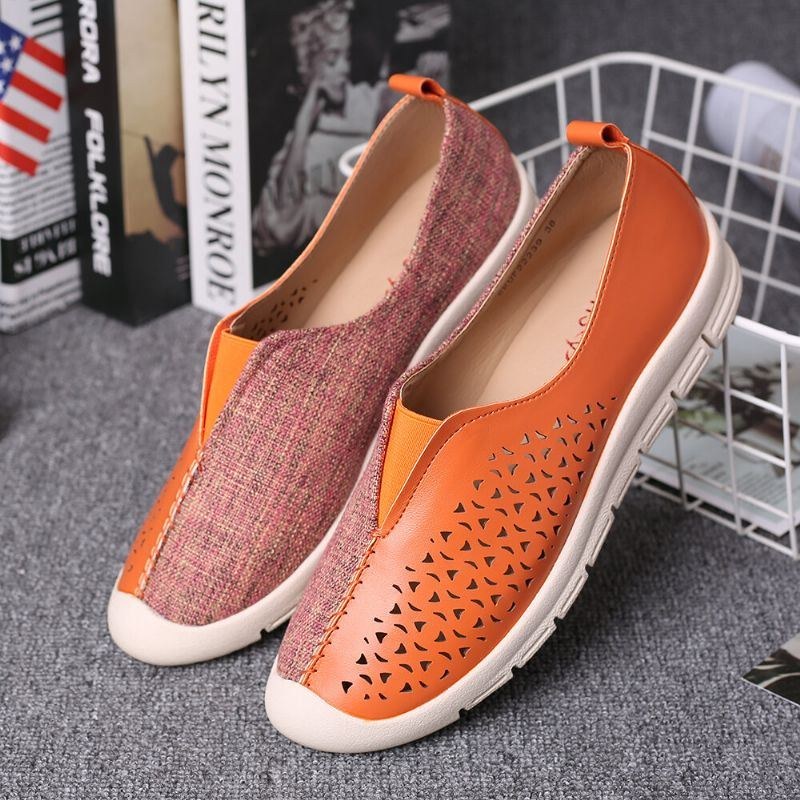 Women Colorblock Comfy Hollow Andas Casual Flats