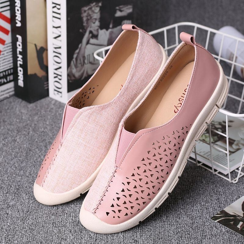 Women Colorblock Comfy Hollow Andas Casual Flats