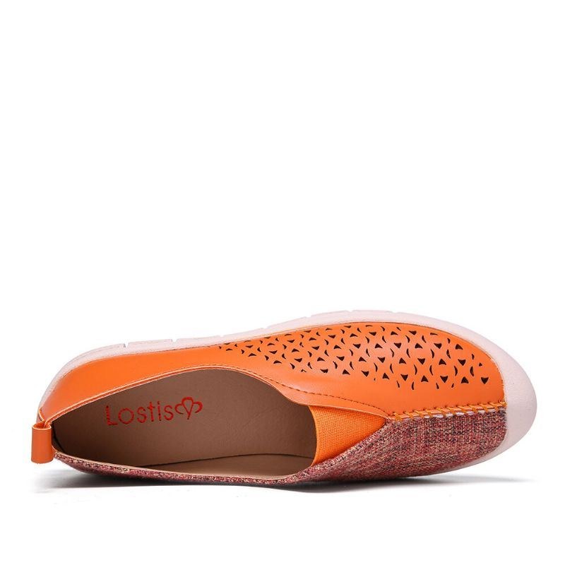 Women Colorblock Comfy Hollow Andas Casual Flats