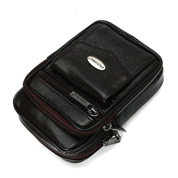 5.3 Tum Mobiltelefon Herr Äkta Läder Vintage Midjeväska Crossbody-väska