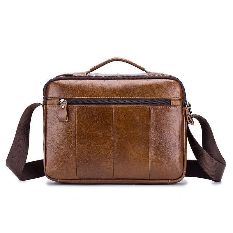 Äkta Läder Herr Vintage Messenger Bag Portfölj Handväska Axelväska Satchel Bag