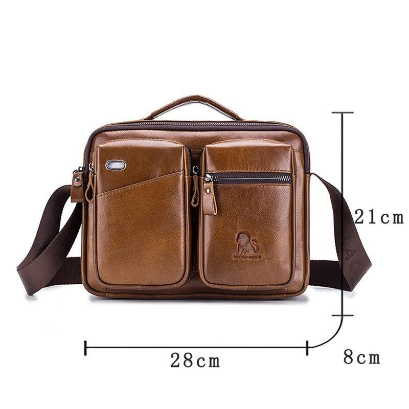 Äkta Läder Herr Vintage Messenger Bag Portfölj Handväska Axelväska Satchel Bag