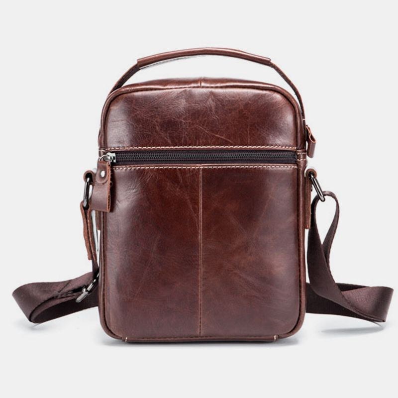 Affärsväska I Äkta Läder Vintage Mini-axelväska Crossbody-väska För Män