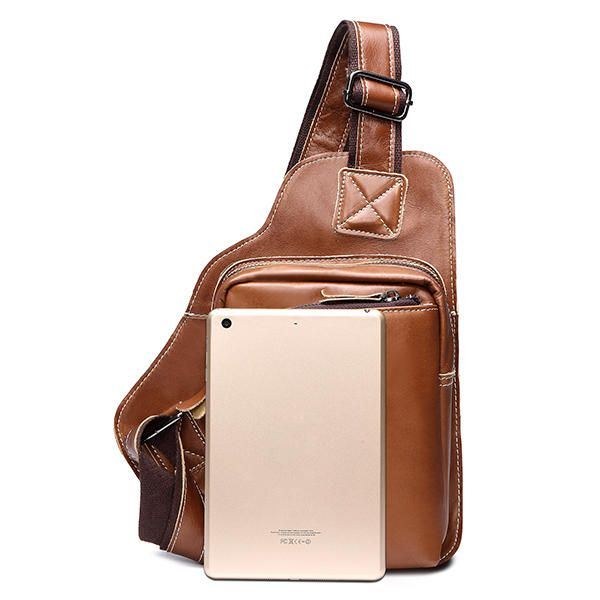 Bullcaptain® Män Slingväska I Äkta Läder Business Casual Outdoor Chest Crossbody-väska För Ipad Mini