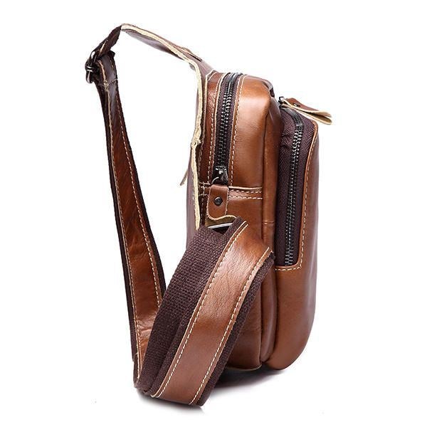 Bullcaptain® Män Slingväska I Äkta Läder Business Casual Outdoor Chest Crossbody-väska För Ipad Mini