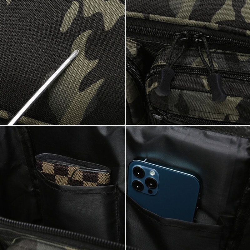 Fiskväska Män Multifickor Outdoor Tactical Bag Crossbody Väska Midjeväska Oxford Camo Mönster