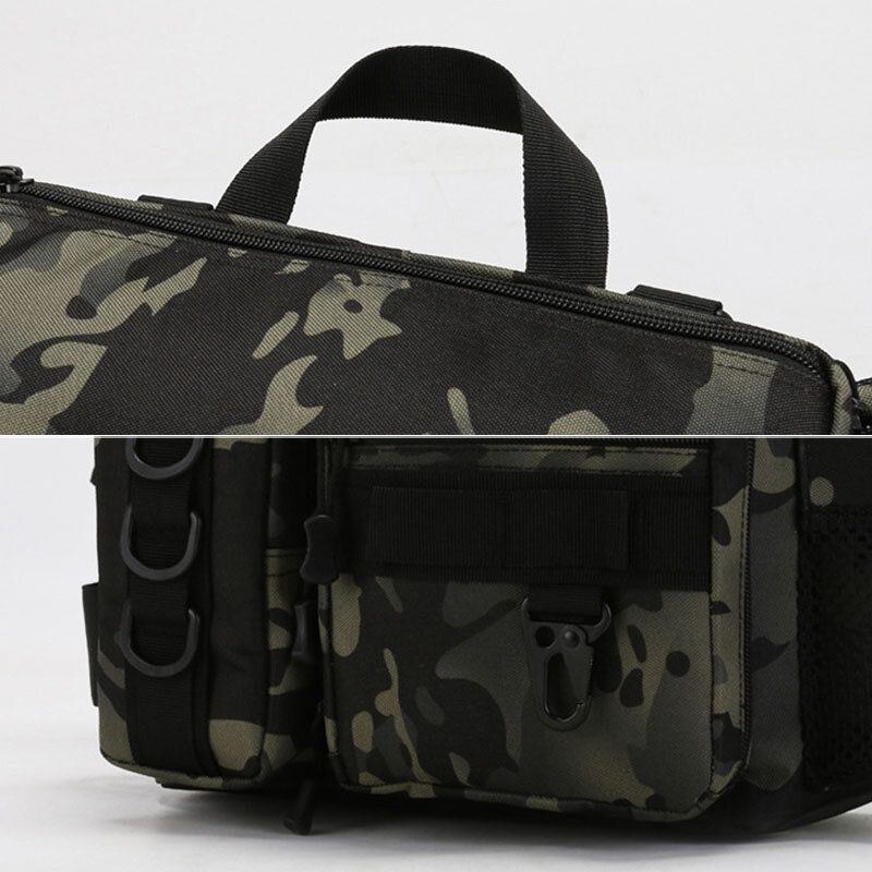 Fiskväska Män Multifickor Outdoor Tactical Bag Crossbody Väska Midjeväska Oxford Camo Mönster