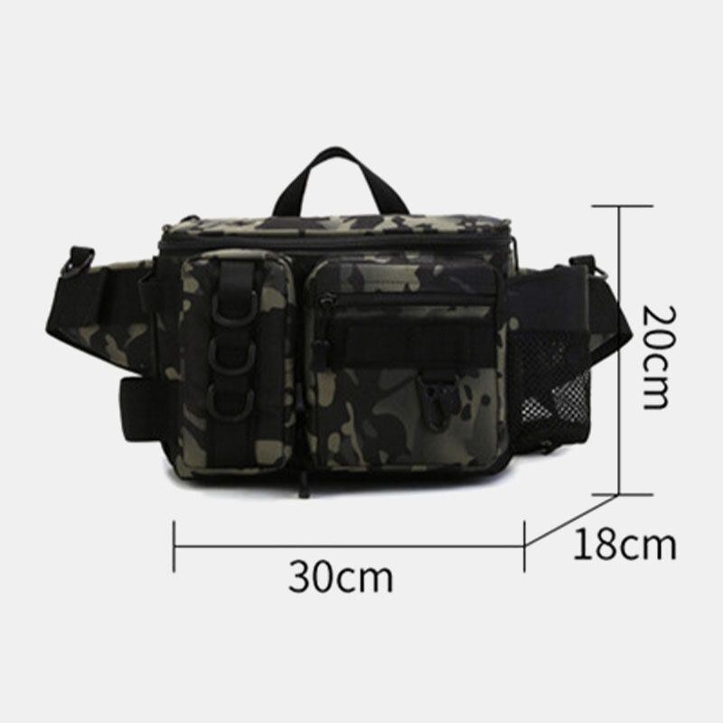 Fiskväska Män Multifickor Outdoor Tactical Bag Crossbody Väska Midjeväska Oxford Camo Mönster