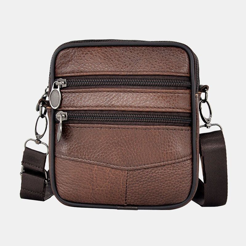 Herr Äkta Läder Business Multi-carry Crossbody-väska Med Stor Kapacitet