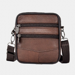 Herr Äkta Läder Business Multi-carry Crossbody-väska Med Stor Kapacitet