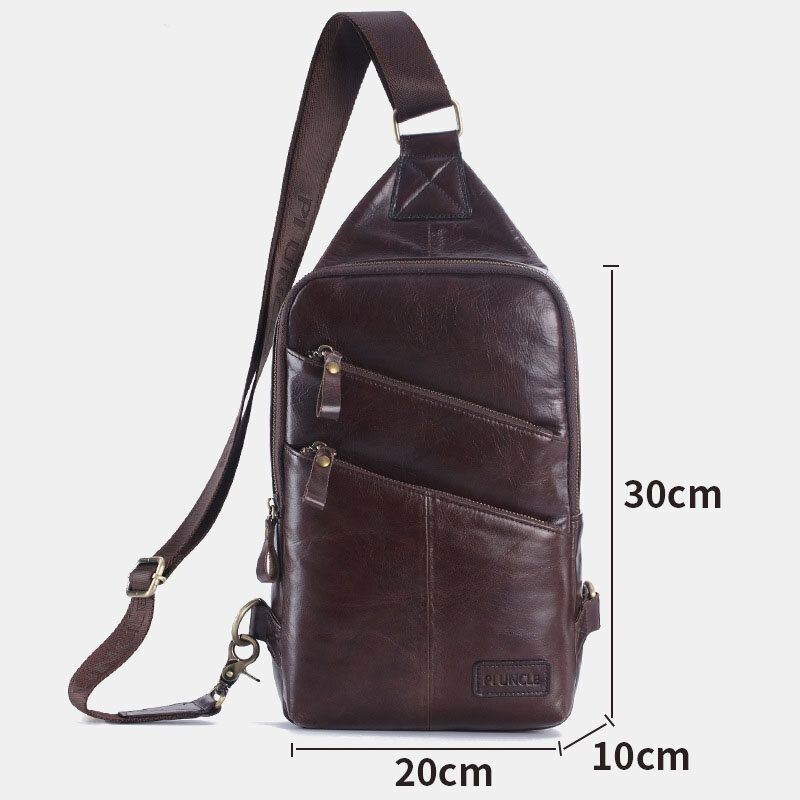 Herr Äkta Läder Casual Business Crossbody-väska Bröstväska Outdoor