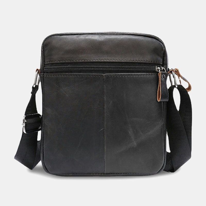 Herr Äkta Läder Casual Slitbeständig Multi-lager Sport Crossbody Bag Axelväska