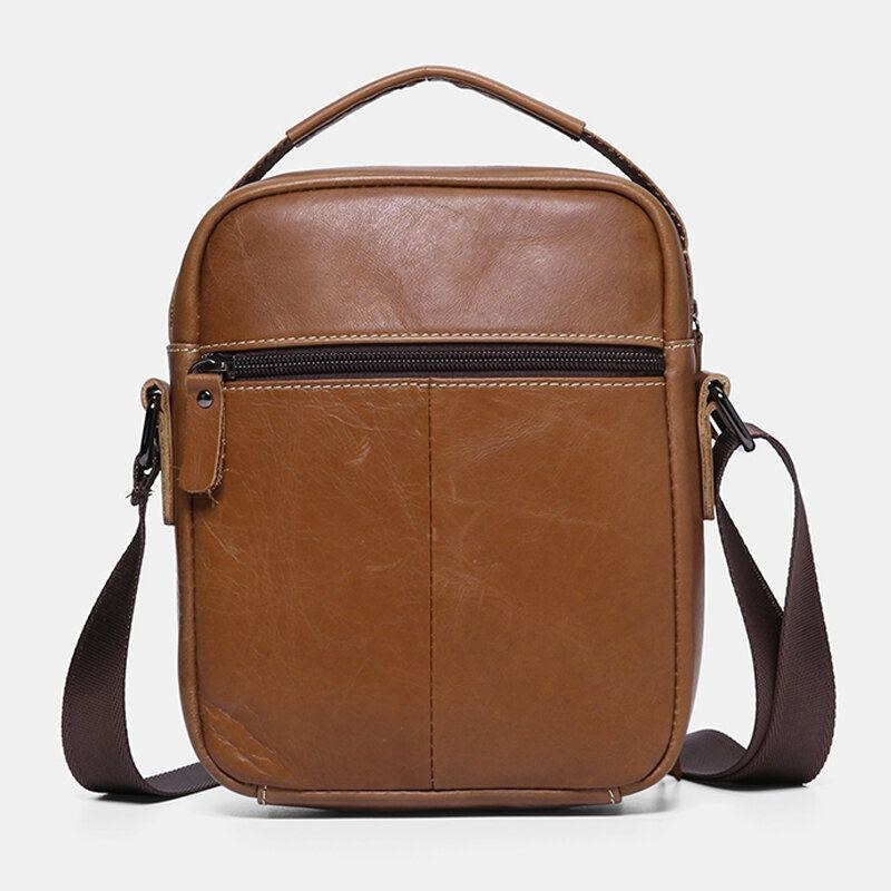 Herr Äkta Läder Flerficks Casual Crossbody-väska Axelväska