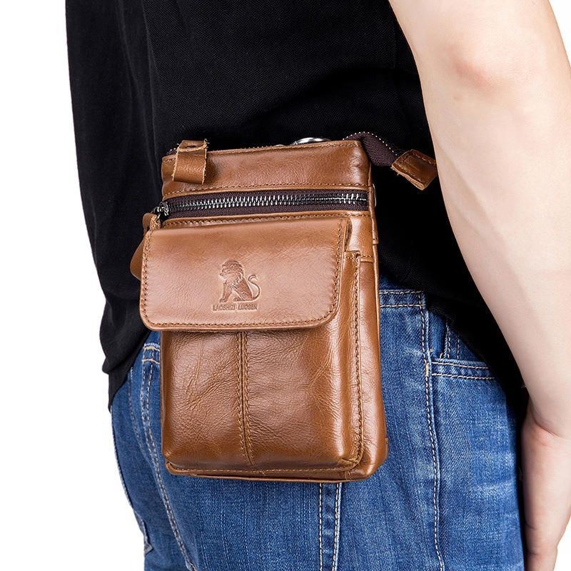 Herr Äkta Läder Multi-carry Crossbody-väska Kohudsväska