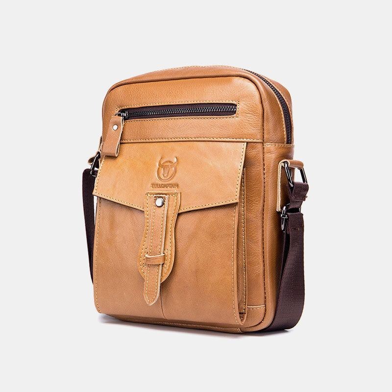 Herr Äkta Läder Multi-pocket Anti-stöld Crossbody Bag Axelväska