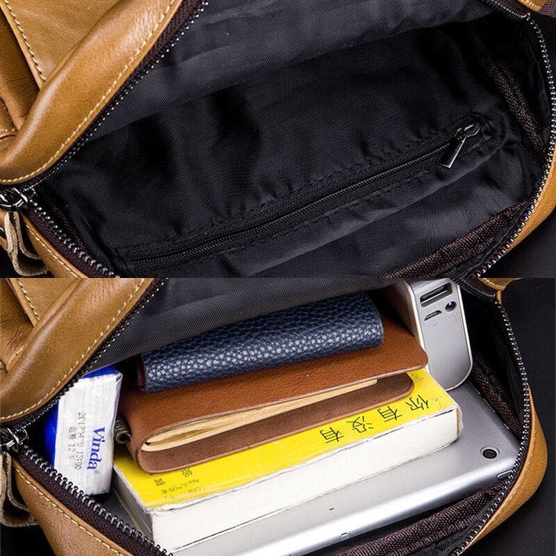 Herr Äkta Läder Multi-pocket Anti-stöld Crossbody Bag Axelväska