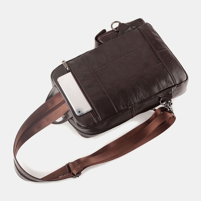 Herr Äkta Läder Multifunktion Multi-carry Outdoor Travel Cowhide Crossbody Bag Ryggsäck