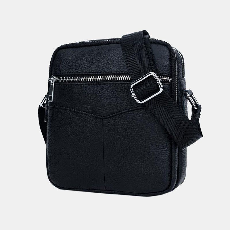 Herr Äkta Läder Multifunktion Vattentät Stöldskydd Telefonväska Crossbody Bag Axelväska