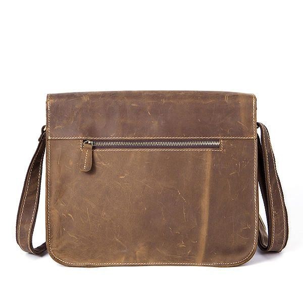 Herr Äkta Läder Multifunktionell Minimalistisk Retro Crossbody-väska