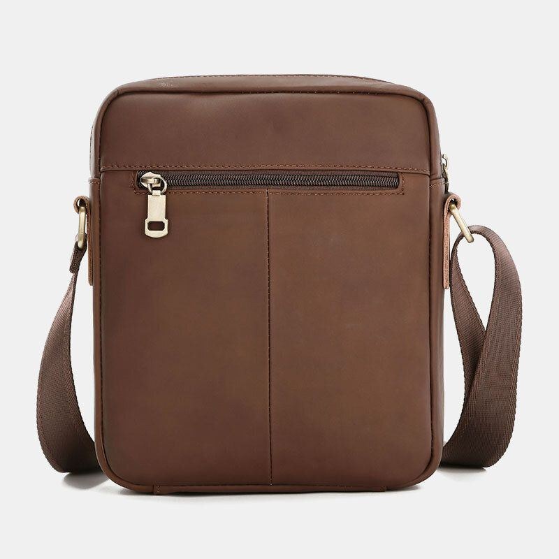 Herr Äkta Läder Stor Kapacitet Vintage Casual 6.5 Tums Telefonväska Crossbody-väska Axelväska Messenger Portfölj