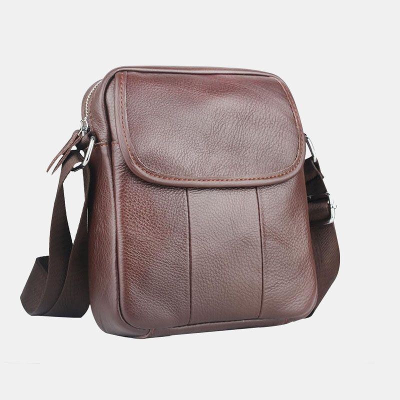 Herr Äkta Läder Vattentät Multifunktion Stöldskydd Casual Crossbody Bag Axelväska