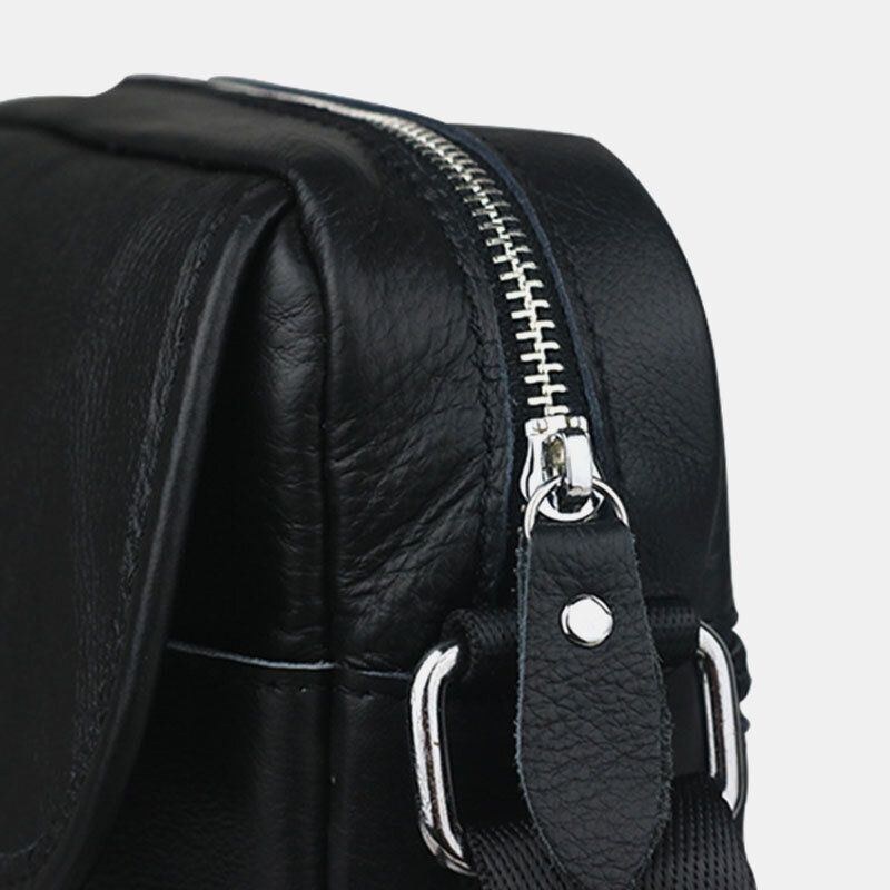 Herr Äkta Läder Vattentät Multifunktion Stöldskydd Casual Crossbody Bag Axelväska