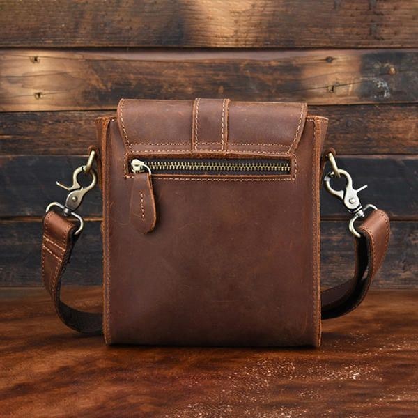 Herr Äkta Läder Vintage Axelväska Crossbody-väska