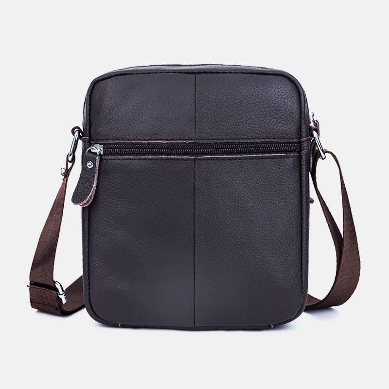 Herr Äkta Läder Weave Vattentät Multifunktion Multi-lager Crossbody Bag Axelväska