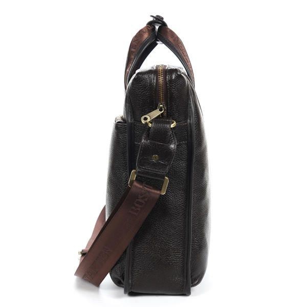 Herr Business Crossbody-väska I Äkta Läder Handväska Shoulder Messenger Portfölj