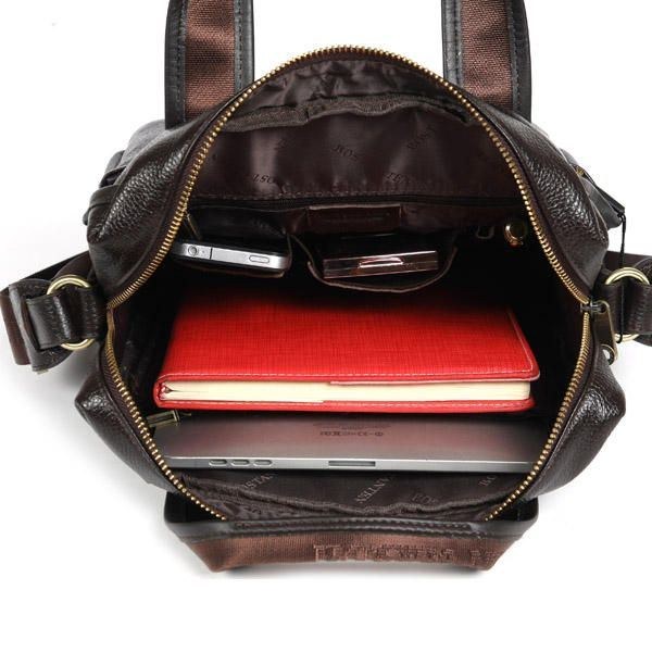 Herr Business Crossbody-väska I Äkta Läder Handväska Shoulder Messenger Portfölj