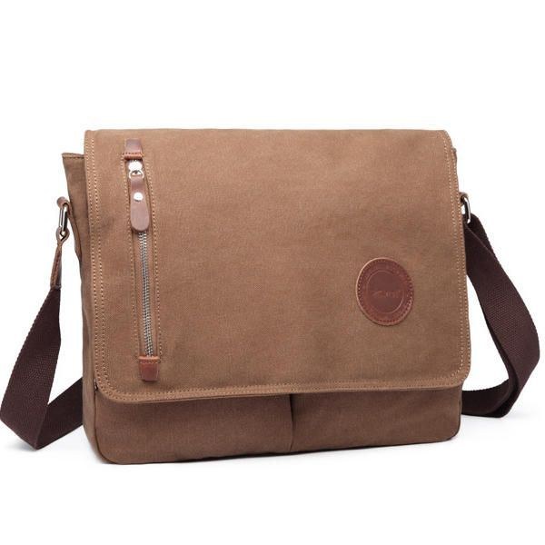 Herr Canvas Axelväska Casual Messenger Bag Retro Laptopväska