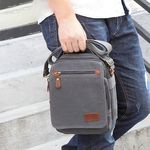 Herr Canvas Handväska Ipad Väska Outdoor Crossbody Väska