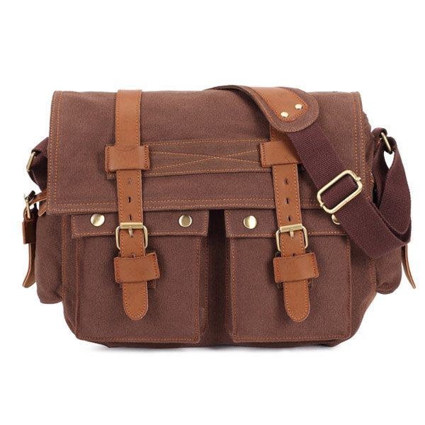 Herr Canvas Microfibric Läder Casual Outdoor Messenger Shoulder Bag