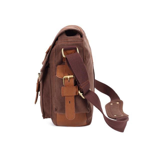 Herr Canvas Microfibric Läder Casual Outdoor Messenger Shoulder Bag