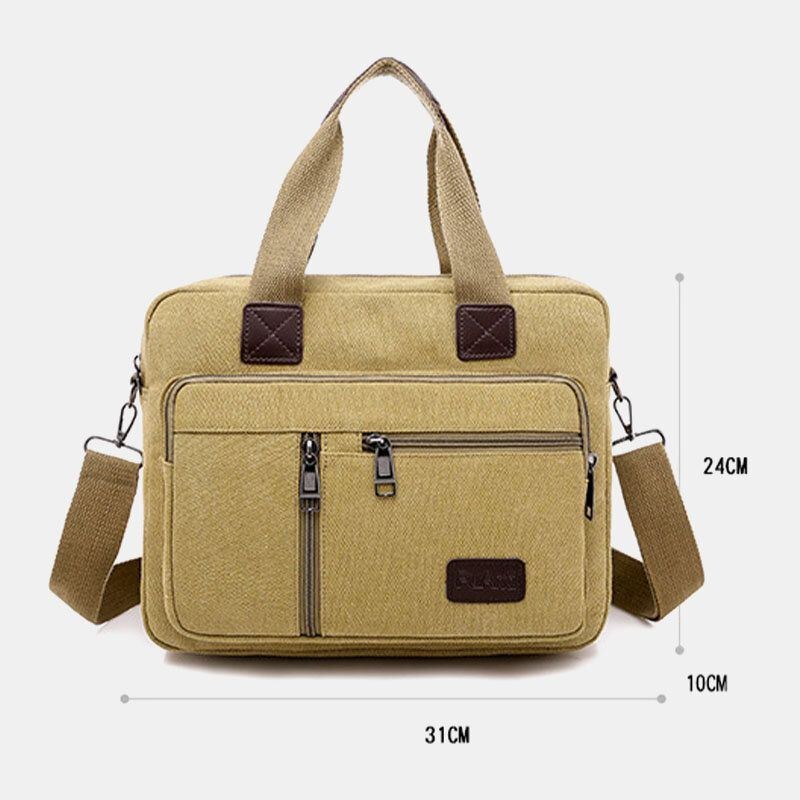 Herr Canvas Multi-pocket Crossbody-väska Med Stor Kapacitet