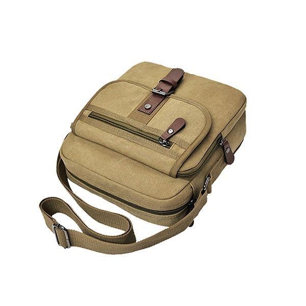 Herr Canvas Multifunktionell Vintage Crossbody-väska Axelväska Casual Business Travel Pack