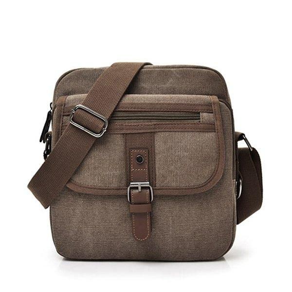 Herr Canvas Multifunktionell Vintage Crossbody-väska Axelväska Casual Business Travel Pack