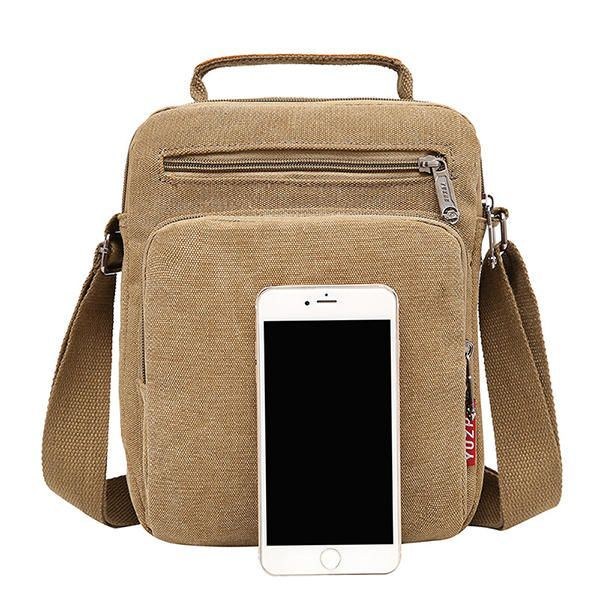 Herr Canvas Sling Bag Messenger Bag Small Travel Crossbody Bag Fit 9.7-tums Ipad