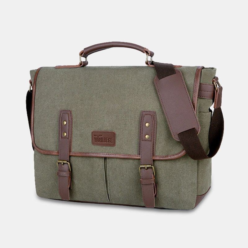 Herr Canvas Slitbeständig Vintage Business Messenger Bag Laptopväska Crossbody Bag Handväska