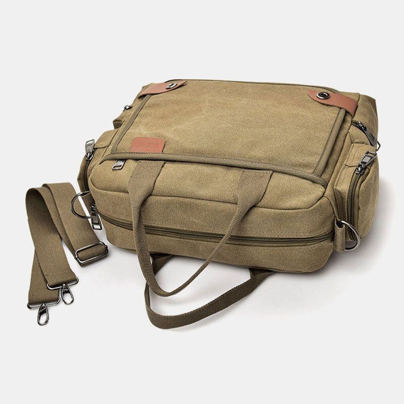 Herr Canvas Stor Kapacitet Flerfickor Casual 13.3 Tums Bärbar Datorväska Crossbody-väskor Axelväska Portfölj