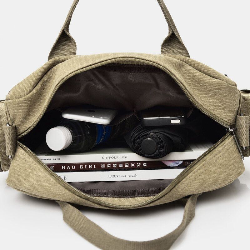 Herr Canvas Stor Kapacitet Flerfickor Casual 13.3 Tums Bärbar Datorväska Crossbody-väskor Axelväska Portfölj