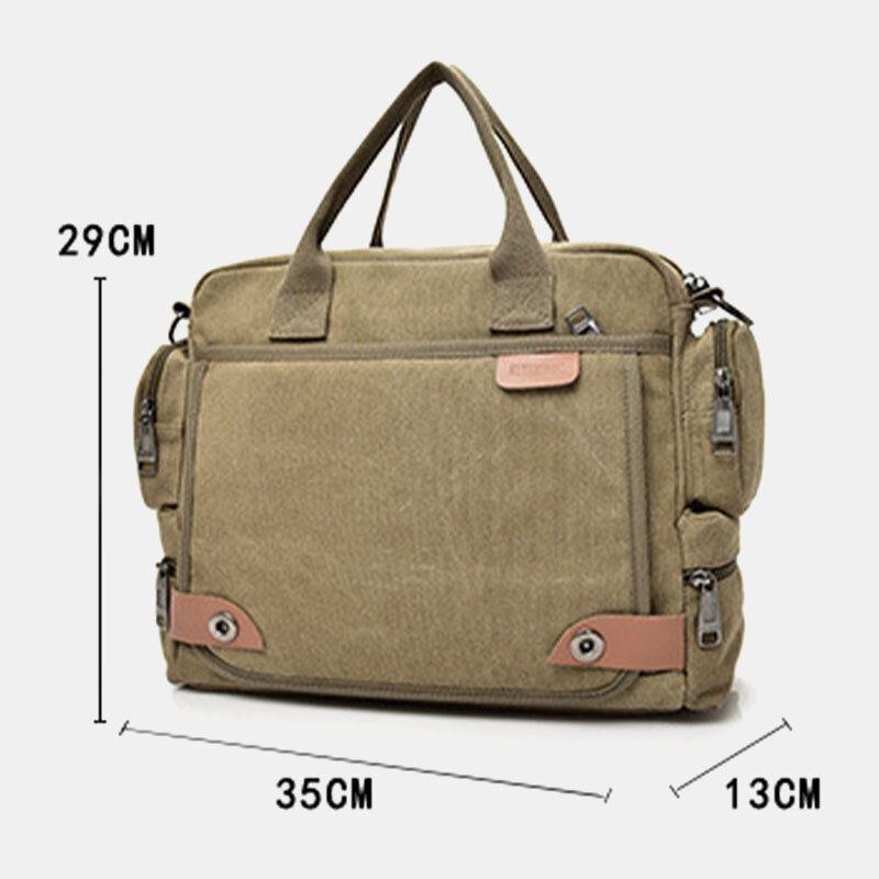 Herr Canvas Stor Kapacitet Flerfickor Casual 13.3 Tums Bärbar Datorväska Crossbody-väskor Axelväska Portfölj