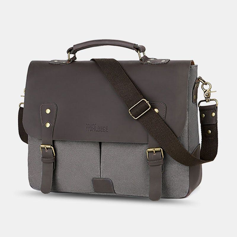 Herr Canvas Stor Kapacitet Skydd Dragkedja Vintage Business Messenger Bag Laptopväska Crossbody Bag Handväska