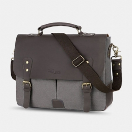 Herr Canvas Stor Kapacitet Skydd Dragkedja Vintage Business Messenger Bag Laptopväska Crossbody Bag Handväska