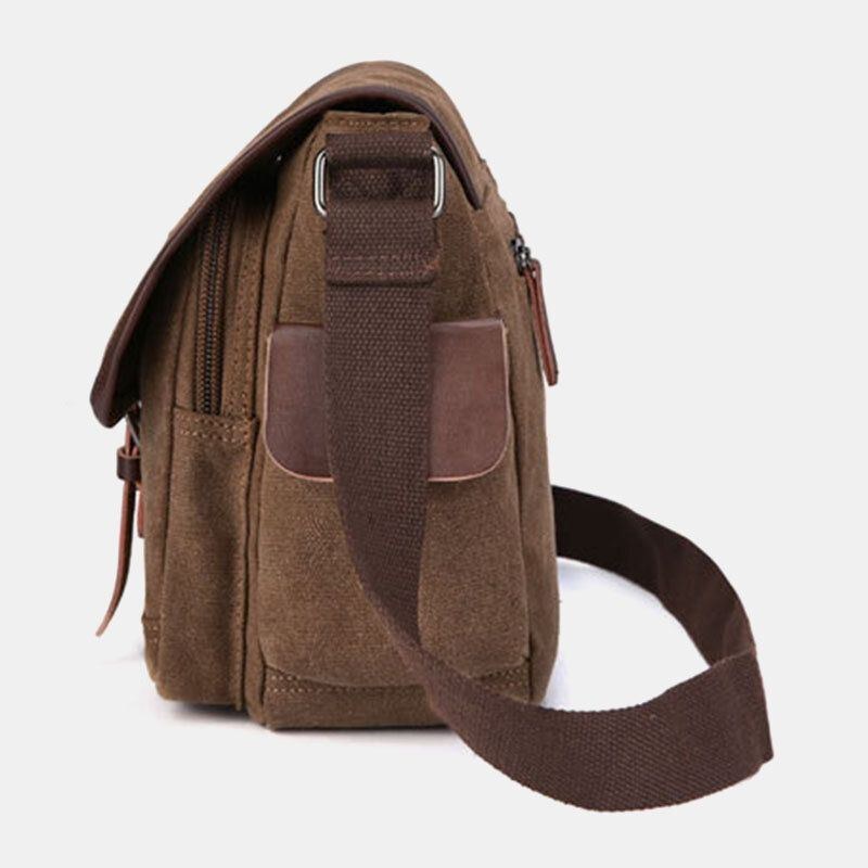 Herr Canvas Stor Kapacitet Vattentät Vintage Laptop Messenger Bag Axelväska Crossbody Bag