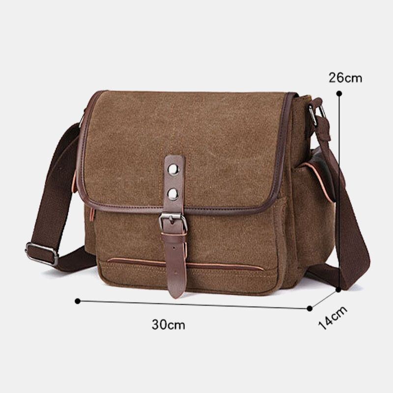 Herr Canvas Stor Kapacitet Vattentät Vintage Laptop Messenger Bag Axelväska Crossbody Bag