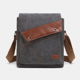 Herr Canvas Vattentät Multi-compartments Flap-over Crossbody Axelväska