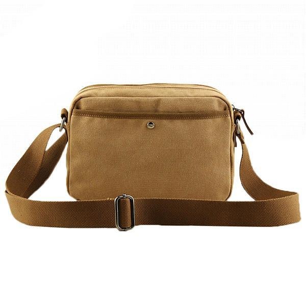 Herr Canvas Vintage Fritid Crossbody-väska Solid Horisontell Axelväska Weekendväska